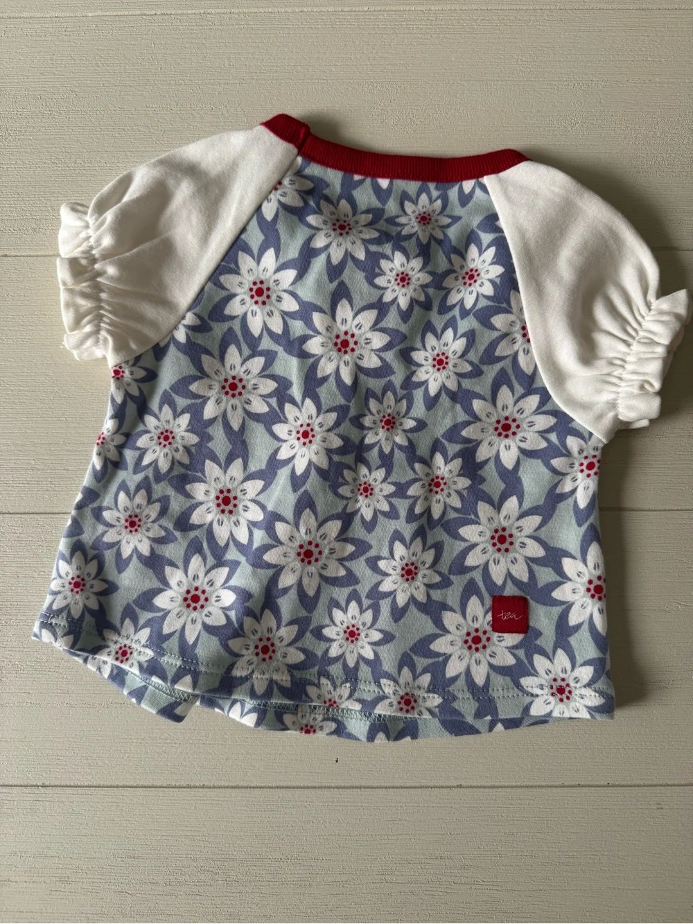 Tea Collection Daily Tea 3–6 Months Floral Shirt Red Blue 100% Cotton NWT